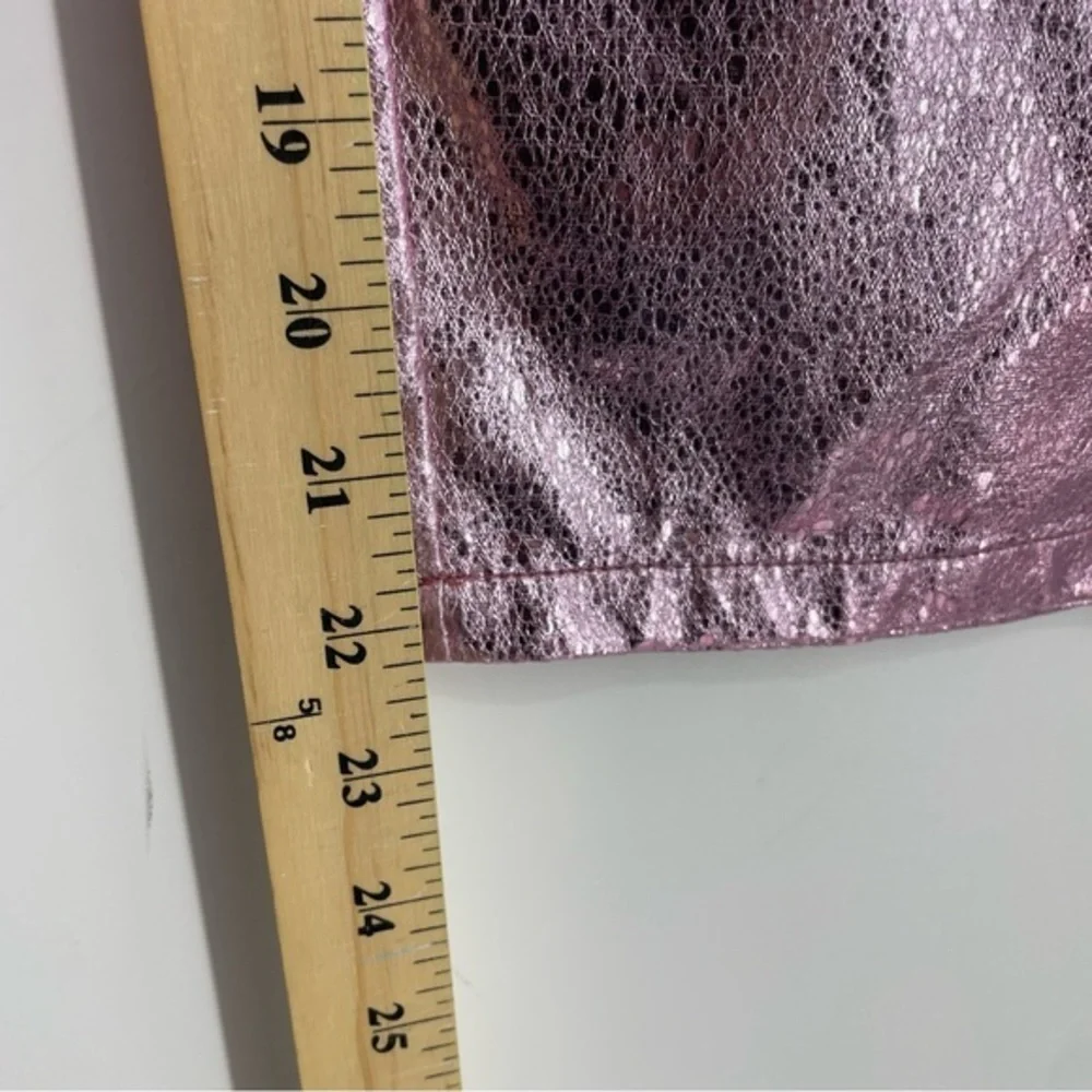 Pretty little‎ thing Pink Tie Waist Cracked Vinyl Crop Trousers